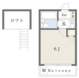 NK62A号棟 1Kの間取図画像