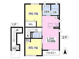 パレーシャル 2LDKの間取図画像