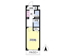 西川口プラザA 1Kの間取図画像