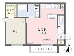 ウィステリア 1LDKの間取図画像