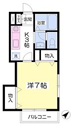 クレインハウス 1Kの間取図画像