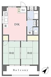 ハイツ柏倉 2DKの間取図画像