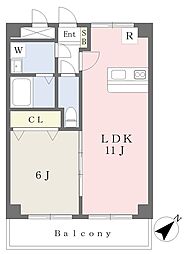 フローレス2番館 1LDKの間取図画像