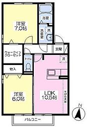 セジュール前川1 2LDKの間取図画像