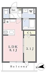 アンソロピック サワコ 1LDKの間取図画像