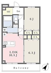 ＨＫ大宮 1階2LDKの間取り