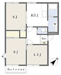 ブルースカイB棟 3Kの間取図画像