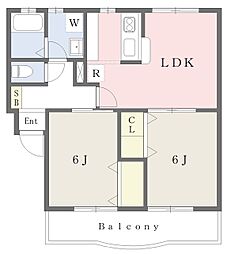 エクスバルファミーユ 2LDKの間取図画像