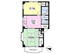 ホワイトパレス新藤 2DKの間取図画像