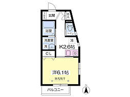 ラ・フォートN 1Kの間取図画像