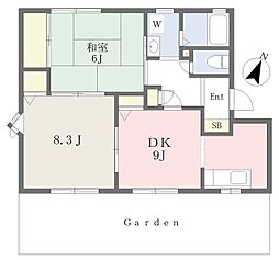 スカイプラザB 2DKの間取図画像