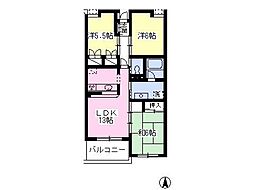 クレスト大島 3LDKの間取図画像