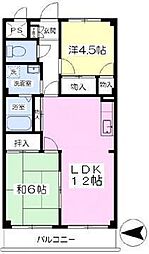 パラッシオ山王 2LDKの間取図画像