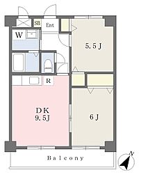 クリスタルコート 2DKの間取図画像