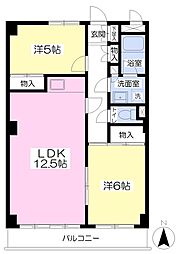 ロイヤル金子マンション 3階2LDKの間取り