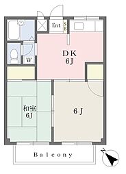 シティハイツハクシン 2DKの間取図画像
