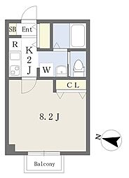 グランウーナ 1Kの間取図画像