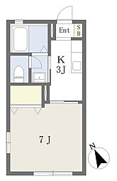 レヴ・シャトウA 1Kの間取図画像