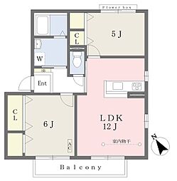 エルガーデン2 2LDKの間取図画像