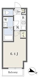 グレイス 1Kの間取図画像