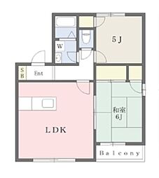 ニューハイネスA 2LDKの間取図画像