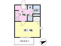 ハイフィールド 1Kの間取図画像