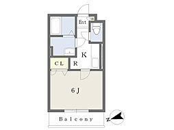 ベルアルブル 1Kの間取図画像