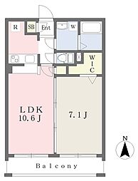 ジュールリヴェール 1LDKの間取図画像