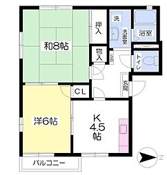 サンフレグランス 2Kの間取図画像
