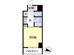 エスプワールメゾンII 2階1Kの間取り