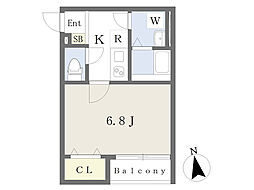 セレステ志木市本町6丁目2 1Kの間取図画像