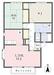 ハイツリヴェールB 2LDKの間取図画像