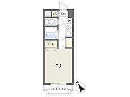 廣嶋ビル ワンルームの間取図画像