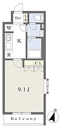 ピエルチェ 1Kの間取図画像