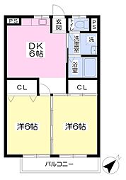 パディアイランド 2DKの間取図画像