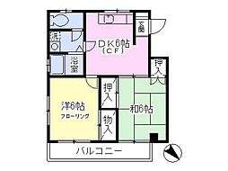 シャトーオブグローリー 2DKの間取図画像