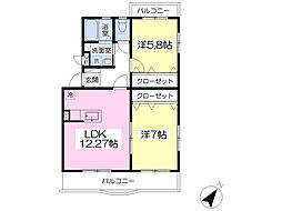 レジェンオークヒルズ 2LDKの間取図画像