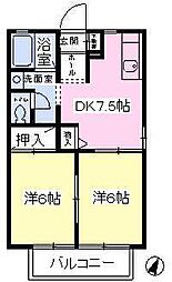 ソレイユ 2DKの間取図画像