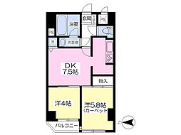 ライオンズシティ川越 2DKの間取図画像
