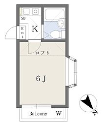 シティパレスヒグチ 1Kの間取図画像