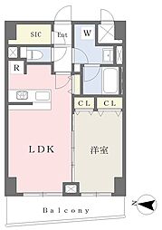 ライズワン元町 6階1LDKの間取り