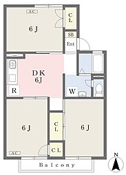セジュール久保 3DKの間取図画像