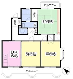 グリーンシティ三樹弐番館 3DKの間取図画像