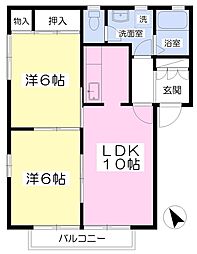 ＳＬハイツ　1号棟 1階2LDKの間取り