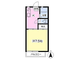ジョイフル戸祭 1Kの間取図画像