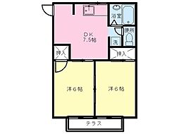 晃南ハイツ 2DKの間取図画像