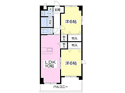 プロスイードマンション 2LDKの間取図画像
