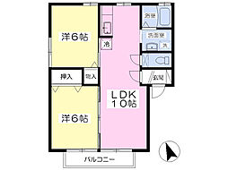 コーポS.Y. 2LDKの間取図画像