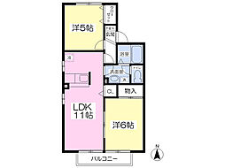 フラワーレジデンスひかりA 2LDKの間取図画像