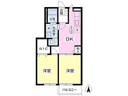 サンシティB 2DKの間取図画像